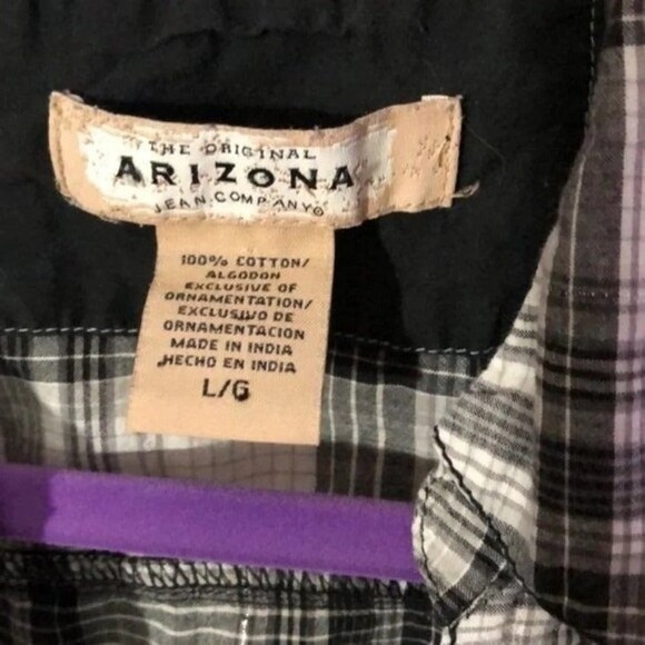 Arizona sz L Juniors Roll Sleeve Button Down Shirt - Picture 4 of 7